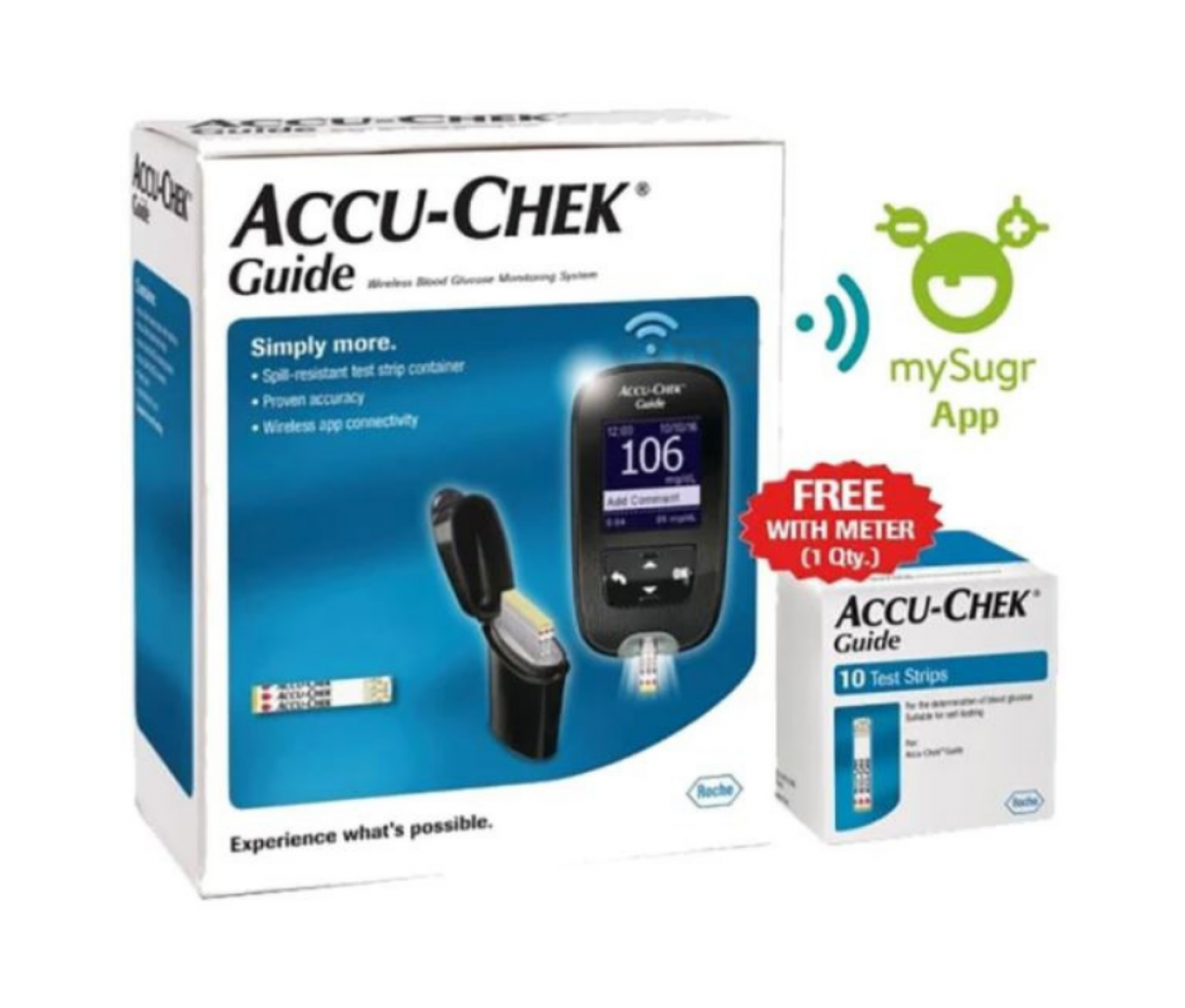 Accu-Chek Guide Wireless Blood Glucose Monitoring System with 10 Test Strips Free